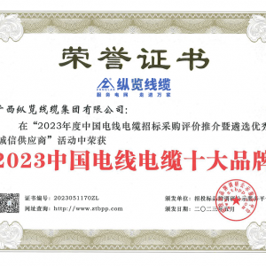 喜報！縱覽線纜集團(tuán)榮獲“2023中國電線電纜十大品牌”等多個獎項